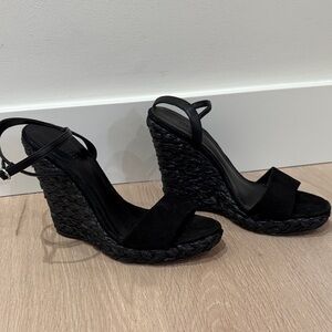 Barneys New York Black Wedge Sandals